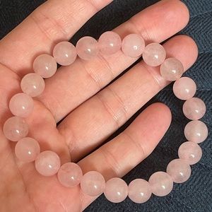 Simple rose quartz beads bracelet stretchy pink thread larger size could fit men